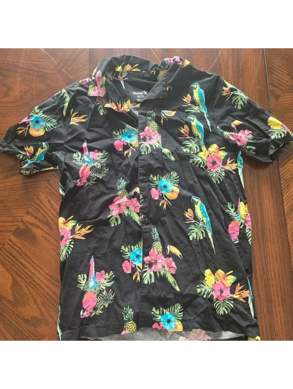 Hurley Boys Button Up Shirt 18/20 Floral
